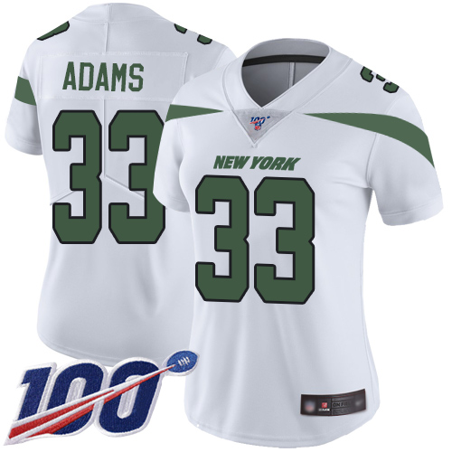 Jets #33 Jamal Adams White Women's Stitched Football 100th Season Vapor Limited Jersey