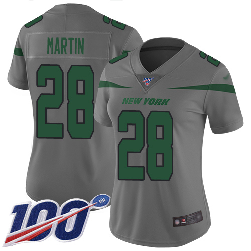 Jets #28 Curtis Martin Gray Women's Stitched Football Limited Inverted Legend 100th Season Jersey