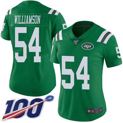 Jets #54 Avery Williamson Green Women's Stitched Football Limited Rush 100th Season Jersey