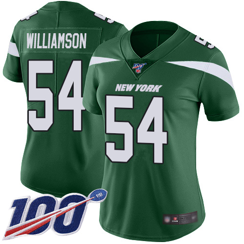 Jets #54 Avery Williamson Green Team Color Women's Stitched Football 100th Season Vapor Limited Jersey