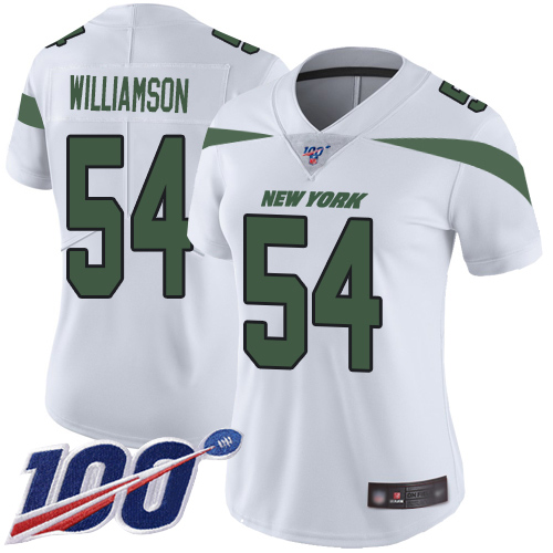 Jets #54 Avery Williamson White Women's Stitched Football 100th Season Vapor Limited Jersey