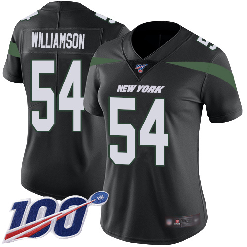 Jets #54 Avery Williamson Black Alternate Women's Stitched Football 100th Season Vapor Limited Jersey