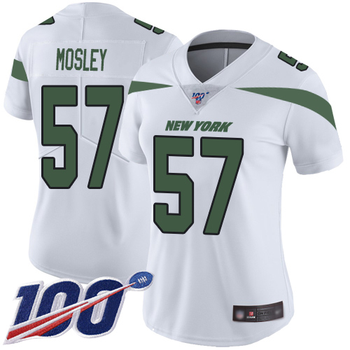 Jets #57 C.J. Mosley White Women's Stitched Football 100th Season Vapor Limited Jersey