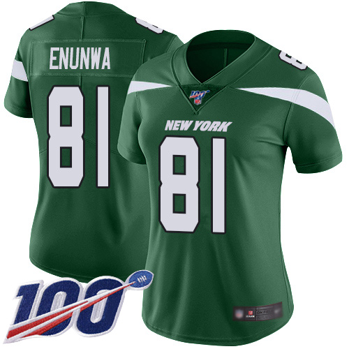 Jets #81 Quincy Enunwa Green Team Color Women's Stitched Football 100th Season Vapor Limited Jersey