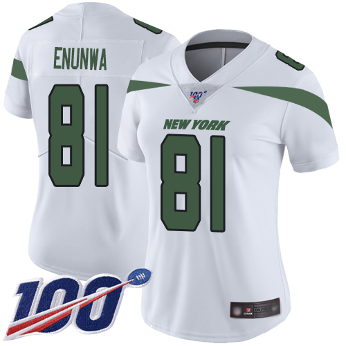 Jets #81 Quincy Enunwa White Women's Stitched Football 100th Season Vapor Limited Jersey