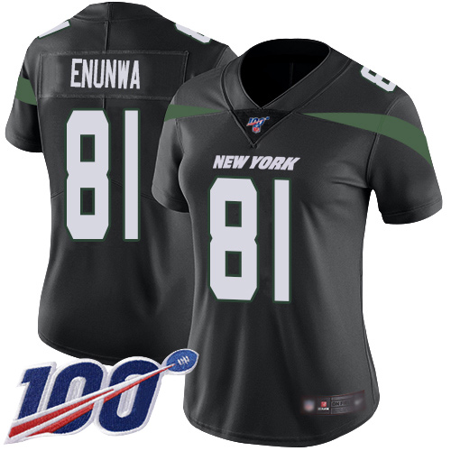 Jets #81 Quincy Enunwa Black Alternate Women's Stitched Football 100th Season Vapor Limited Jersey