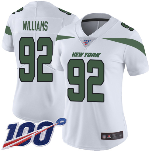Jets #92 Leonard Williams White Women's Stitched Football 100th Season Vapor Limited Jersey