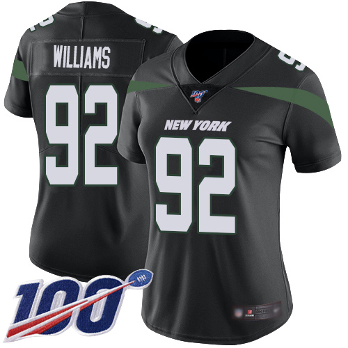 Jets #92 Leonard Williams Black Alternate Women's Stitched Football 100th Season Vapor Limited Jersey