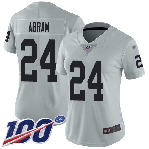 Raiders #24 Johnathan Abram Silver Women's Stitched Football Limited Inverted Legend 100th Season Jersey