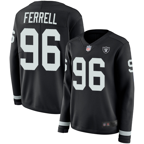 Nike Raiders #96 Clelin Ferrell Black Team Color Women's Stitched NFL Limited Therma Long Sleeve Jersey