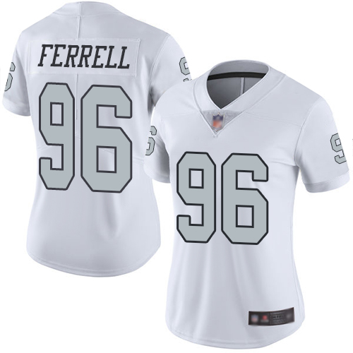 Nike Raiders #96 Clelin Ferrell White Women's Stitched NFL Limited Rush Jersey