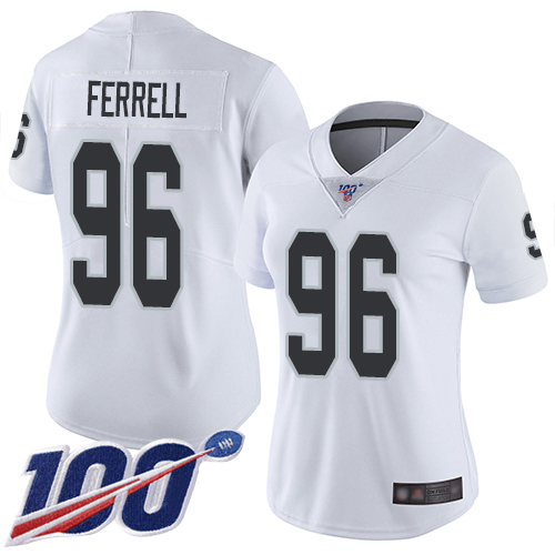 Raiders #96 Clelin Ferrell White Women's Stitched Football 100th Season Vapor Limited Jersey
