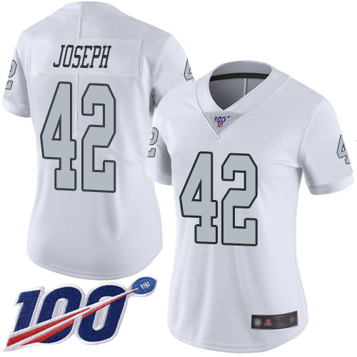 Raiders #42 Karl Joseph White Women's Stitched Football Limited Rush 100th Season Jersey