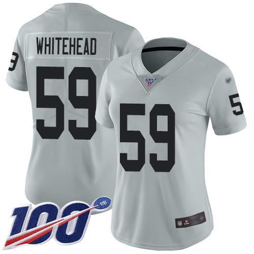 Raiders #59 Tahir Whitehead Silver Women's Stitched Football Limited Inverted Legend 100th Season Jersey