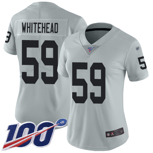 Raiders #59 Tahir Whitehead Silver Women's Stitched Football Limited Inverted Legend 100th Season Jersey Raiders #59 Tahir Whitehead Silver Women's Stitched Football Limited Inverted Legend 100th Season Jersey