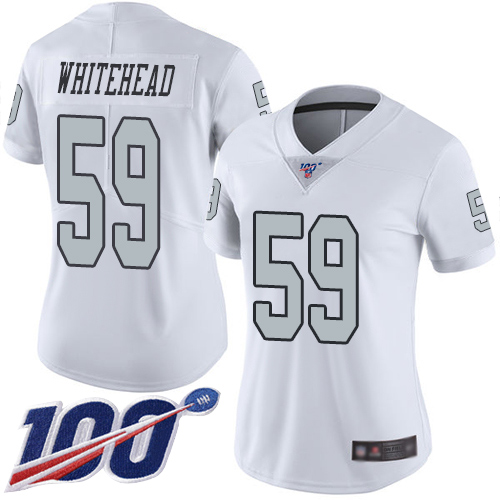 Raiders #59 Tahir Whitehead White Women's Stitched Football Limited Rush 100th Season Jersey Raiders #59 Tahir Whitehead White Women's Stitched Football Limited Rush 100th Season Jersey