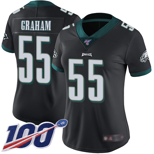 Eagles #55 Brandon Graham Black Alternate Women's Stitched Football 100th Season Vapor Limited Jersey