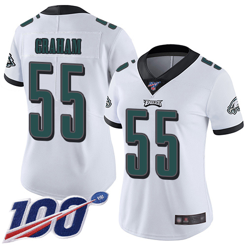 Eagles #55 Brandon Graham White Women's Stitched Football 100th Season Vapor Limited Jersey