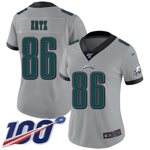 Eagles #86 Zach Ertz Silver Women's Stitched Football Limited Inverted Legend 100th Season Jersey