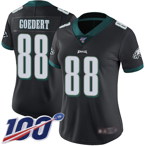 Eagles #88 Dallas Goedert Black Alternate Women's Stitched Football 100th Season Vapor Limited Jersey
