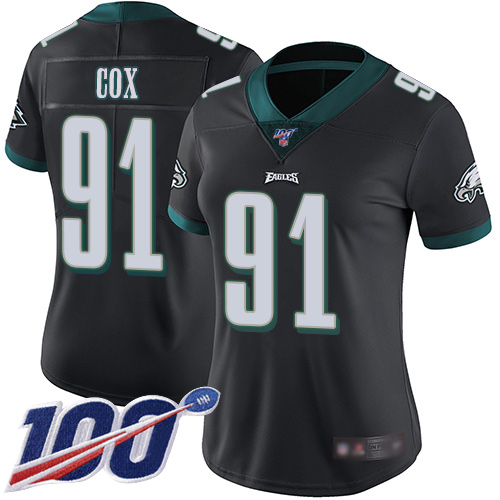 Eagles #91 Fletcher Cox Black Alternate Women's Stitched Football 100th Season Vapor Limited Jersey Eagles #91 Fletcher Cox Black Alternate Women's Stitched Football 100th Season Vapor Limited Jersey