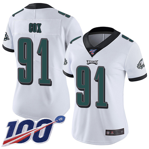 Eagles #91 Fletcher Cox White Women's Stitched Football 100th Season Vapor Limited Jersey Eagles #91 Fletcher Cox White Women's Stitched Football 100th Season Vapor Limited Jersey