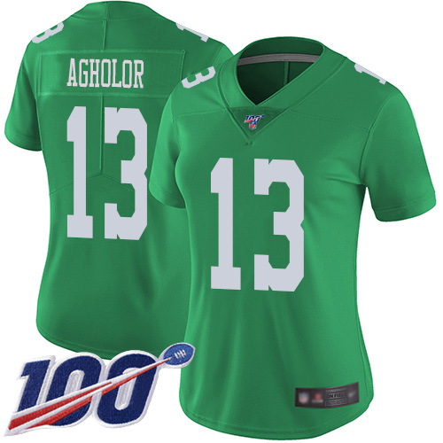 Eagles #13 Nelson Agholor Green Women's Stitched Football Limited Rush 100th Season Jersey