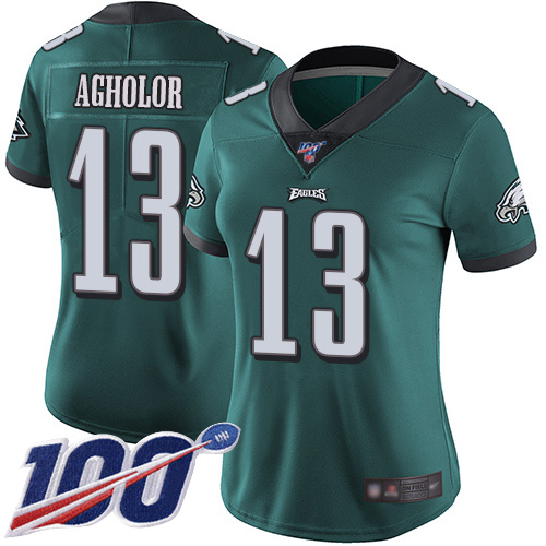 Eagles #13 Nelson Agholor Midnight Green Team Color Women's Stitched Football 100th Season Vapor Limited Jersey Eagles #13 Nelson Agholor Midnight Green Team Color Women's Stitched Football 100th Season Vapor Limited Jersey