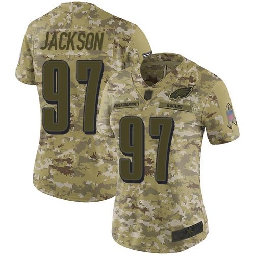 Nike Eagles #97 Malik Jackson Camo Women's Stitched NFL Limited 2018 Salute to Service Jersey