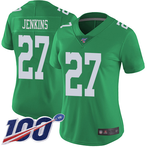 Eagles #27 Malcolm Jenkins Green Women's Stitched Football Limited Rush 100th Season Jersey