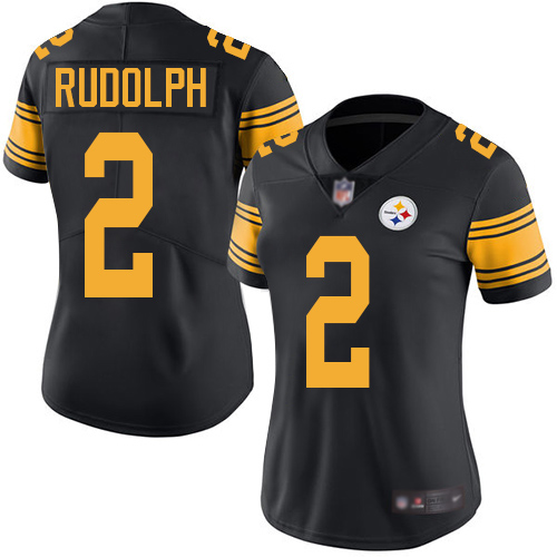 Steelers #2 Mason Rudolph Black Women's Stitched Football Limited Rush Jersey