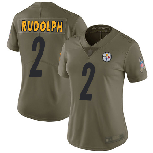 Steelers #2 Mason Rudolph Olive Women's Stitched Football Limited 2017 Salute to Service Jersey