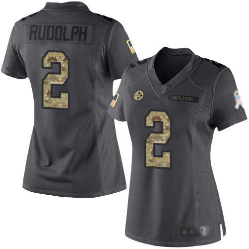 Steelers #2 Mason Rudolph Black Women's Stitched Football Limited 2016 Salute to Service Jersey