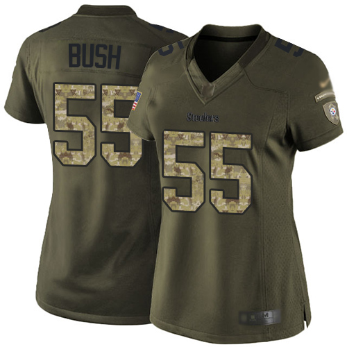Steelers #55 Devin Bush Green Women's Stitched Football Limited 2015 Salute to Service Jersey