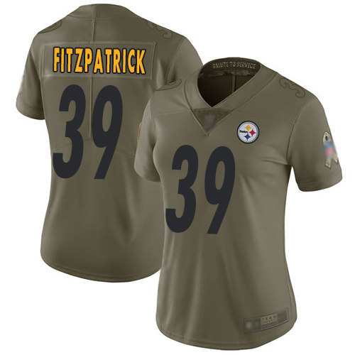Steelers #39 Minkah Fitzpatrick Olive Women's Stitched Football Limited 2017 Salute to Service Jersey