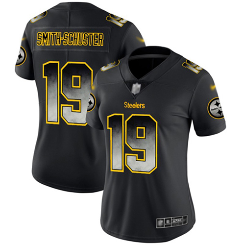 Steelers #19 JuJu Smith-Schuster Black Women's Stitched Football Vapor Untouchable Limited Smoke Fashion Jersey