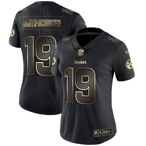 Steelers #19 JuJu Smith-Schuster Black/Gold Women's Stitched Football Vapor Untouchable Limited Jersey