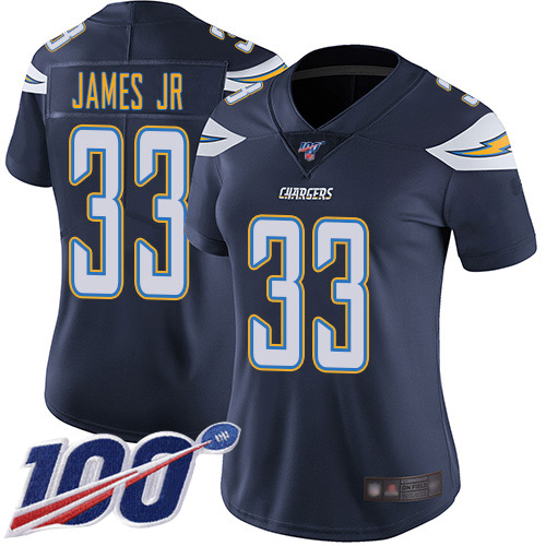 Chargers #33 Derwin James Jr Navy Blue Team Color Women's Stitched Football 100th Season Vapor Limited Jersey