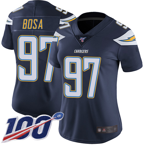 Chargers #97 Joey Bosa Navy Blue Team Color Women's Stitched Football 100th Season Vapor Limited Jersey