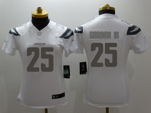 Chargers #25 Melvin Gordon III White Women's Stitched Football Limited Platinum Jersey