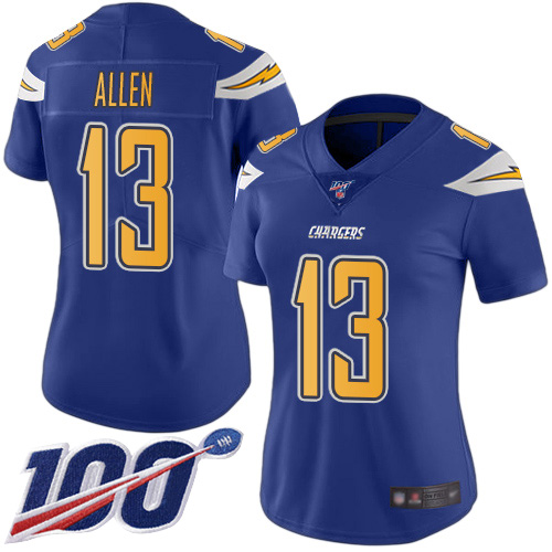Chargers #13 Keenan Allen Electric Blue Women's Stitched Football Limited Rush 100th Season Jersey