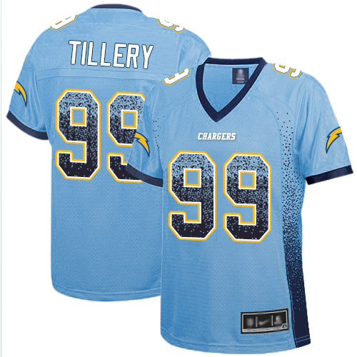 Chargers #99 Jerry Tillery Electric Blue Alternate Women's Stitched Football Elite Drift Fashion Jersey