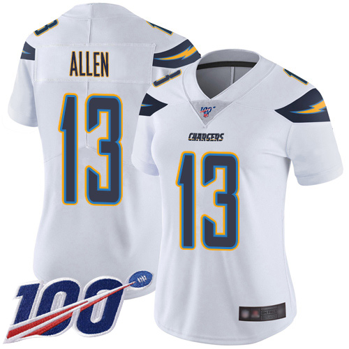 Chargers #13 Keenan Allen White Women's Stitched Football 100th Season Vapor Limited Jersey