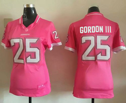 Chargers #25 Melvin Gordon III Pink Women's Stitched Football Elite Bubble Gum Jersey