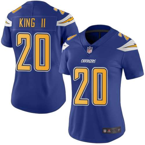 Chargers #20 Desmond King II Electric Blue Women's Stitched Football Limited Rush Jersey