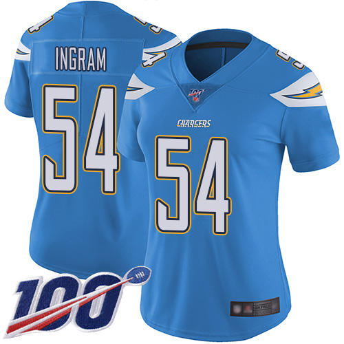 Chargers #54 Melvin Ingram Electric Blue Alternate Women's Stitched Football 100th Season Vapor Limited Jersey