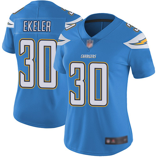 Chargers #30 Austin Ekeler Electric Blue Alternate Women's Stitched Football Vapor Untouchable Limited Jersey