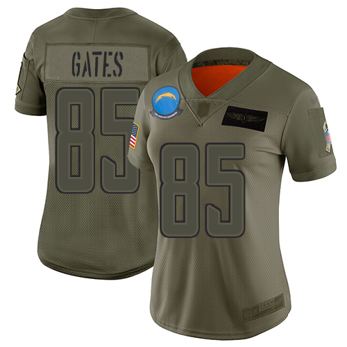 Chargers #85 Antonio Gates Camo Women's Stitched Football Limited 2019 Salute to Service Jersey