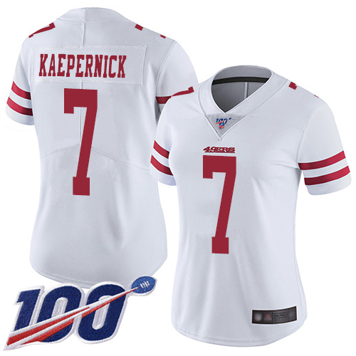 49ers #7 Colin Kaepernick White Women's Stitched Football 100th Season Vapor Limited Jersey