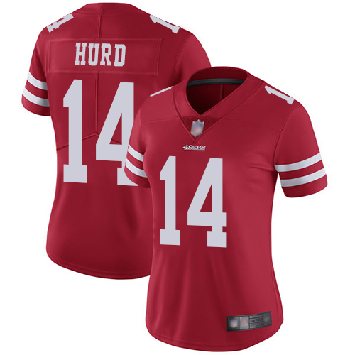 49ers #17 Jalen Hurd Red Team Color Women's Stitched Football Vapor Untouchable Limited Jersey